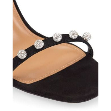 Aquazzura Women's Black Secrets Crystal-embellished Suede Sandals