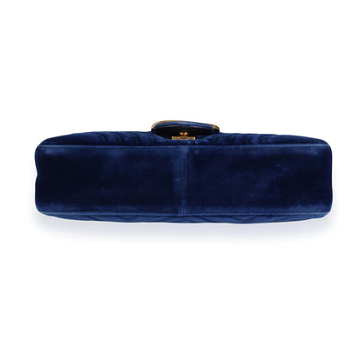 Gucci Marmont GG blue Matelassé Velvet Shoulder Bag