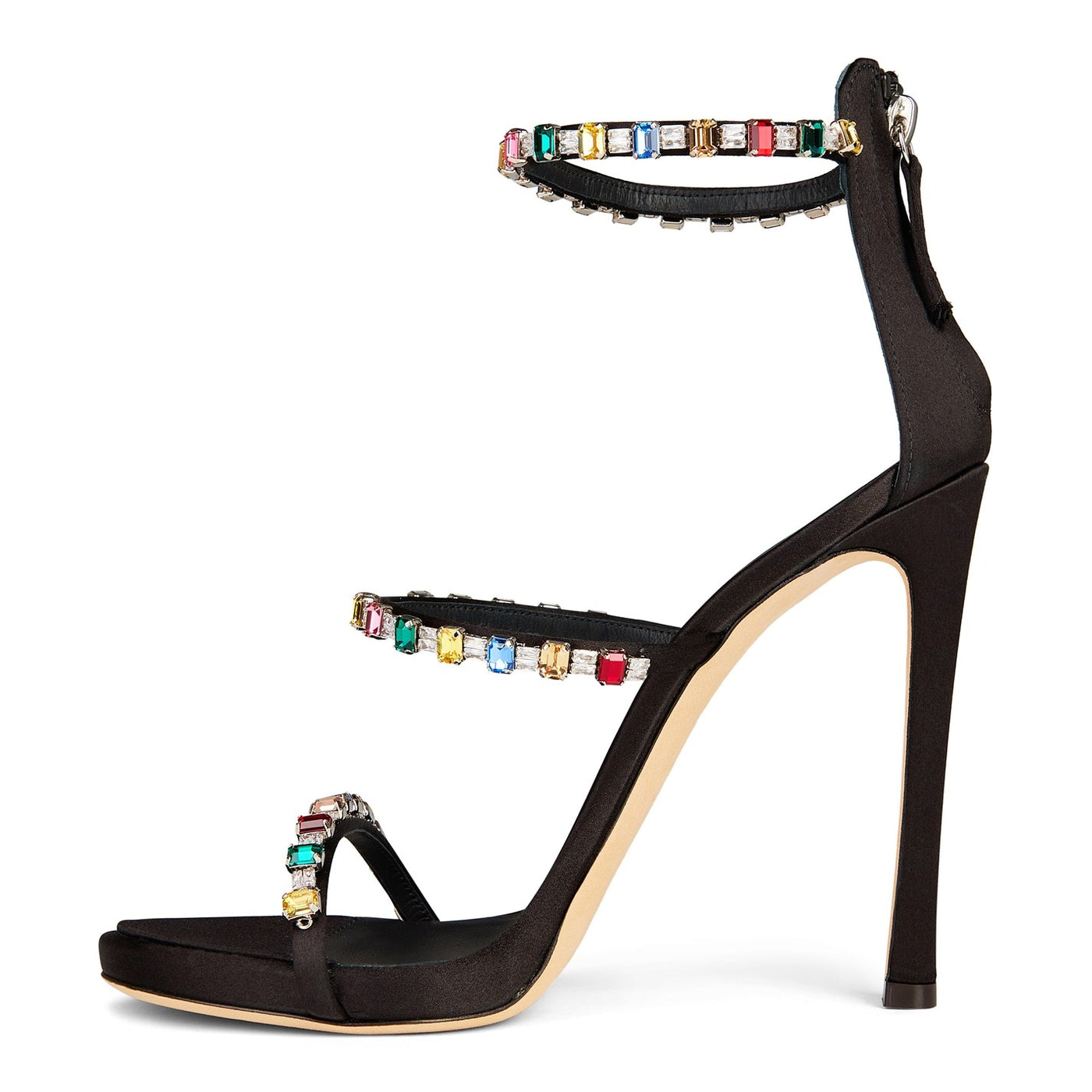 Giuseppe Zanotti 120 Heel Black Multi Coloured Crystal Embellished Sandals