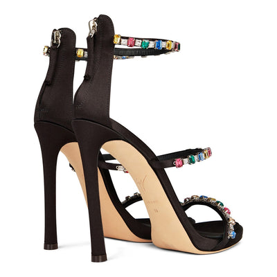 Giuseppe Zanotti 120 Heel Black Multi Coloured Crystal Embellished Sandals