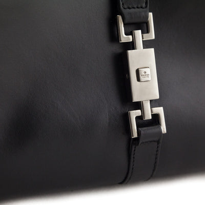 Gucci Jackie Black Smooth Calfskin Leather Hobo Bardot Bag