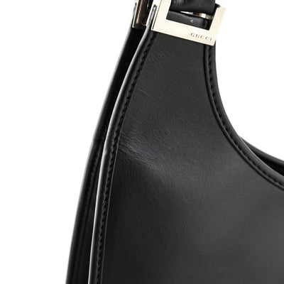 Gucci Jackie Black Smooth Calfskin Leather Hobo Bardot Bag