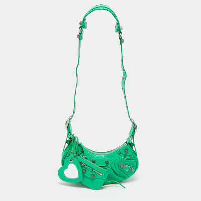 Balenciaga Green Leather XS Le Cagole Hobo Bag