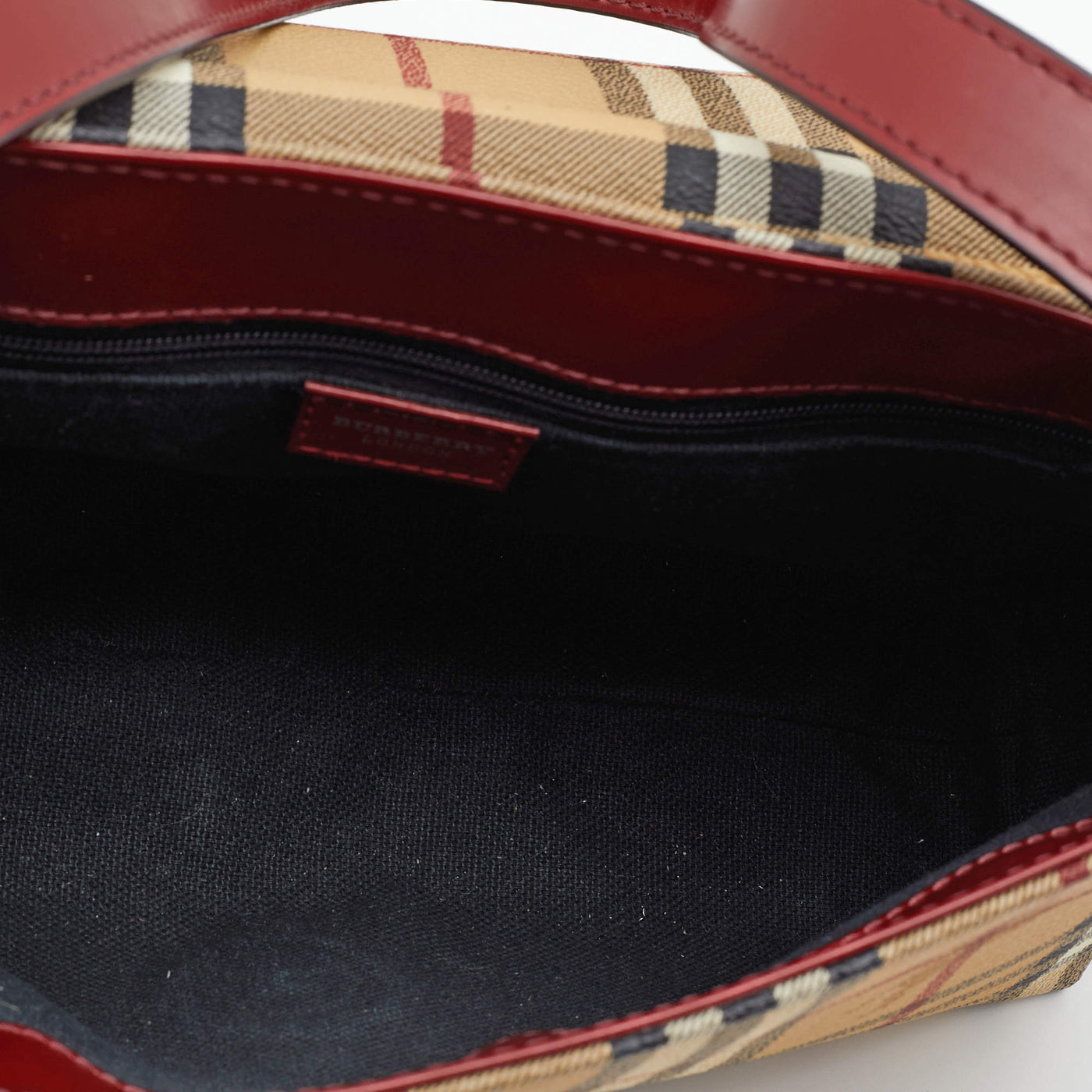 Burberry Beige/Rust Red Haymarket Check PVC And Leather Shoulder Bag