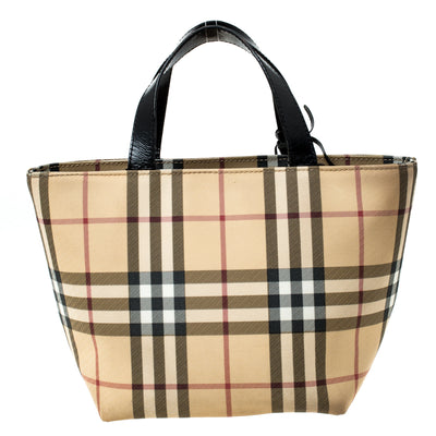 Burberry Beige House Check PVC Mini Tote Bag