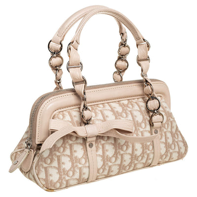 Dior Beige/White Coated Canvas Diorissimo Romantique Trotter Satchel Bag