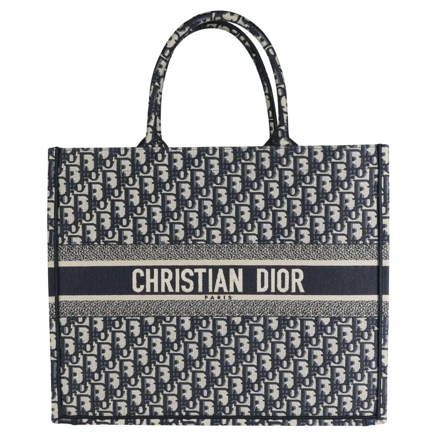 Dior Large Book Tote Bag Oblique Navy Blue in Canvas