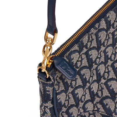 Dior Vintage Blue Monogram Canvas Oblique Mini Saddle Bag