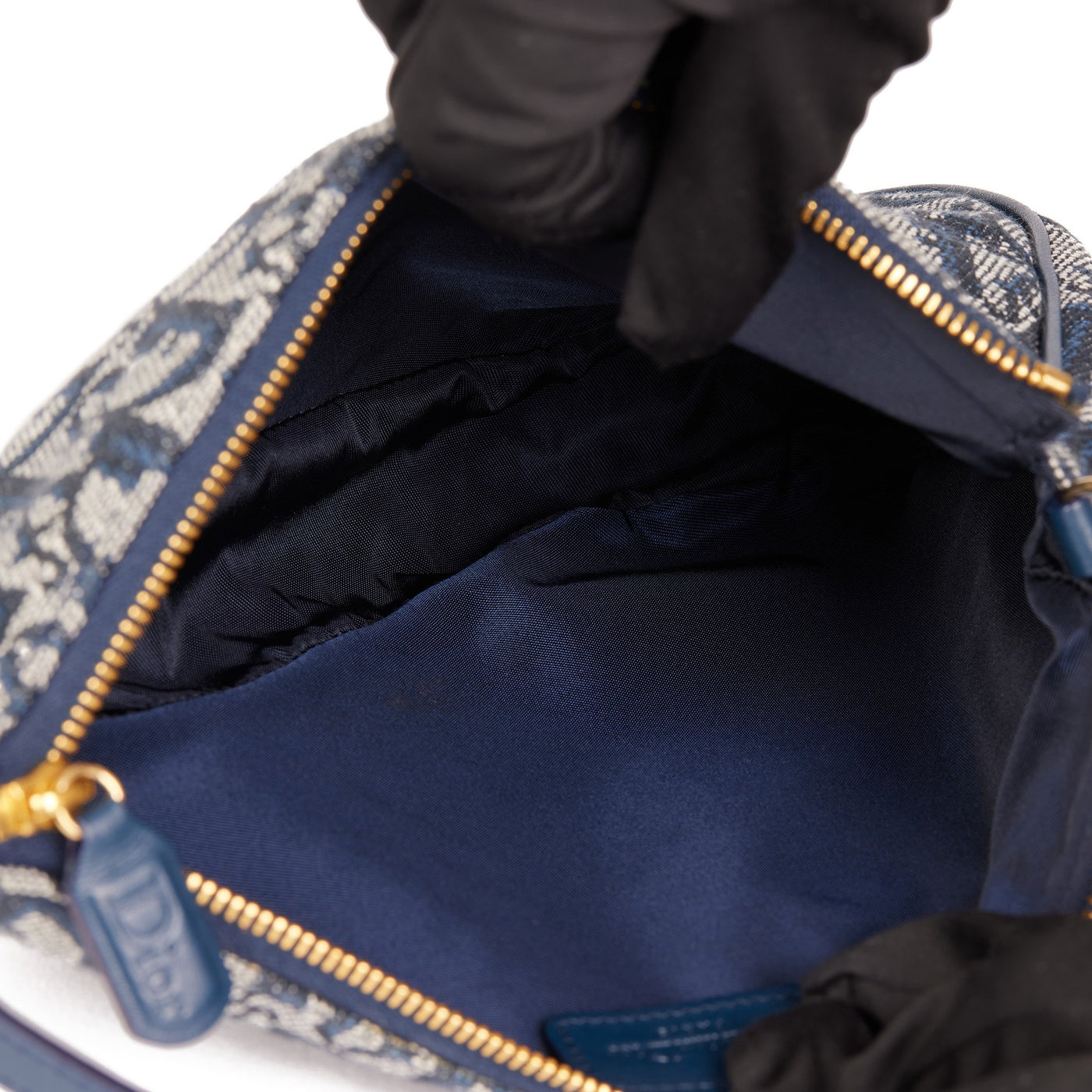 Dior Vintage Blue Monogram Canvas Oblique Mini Saddle Bag