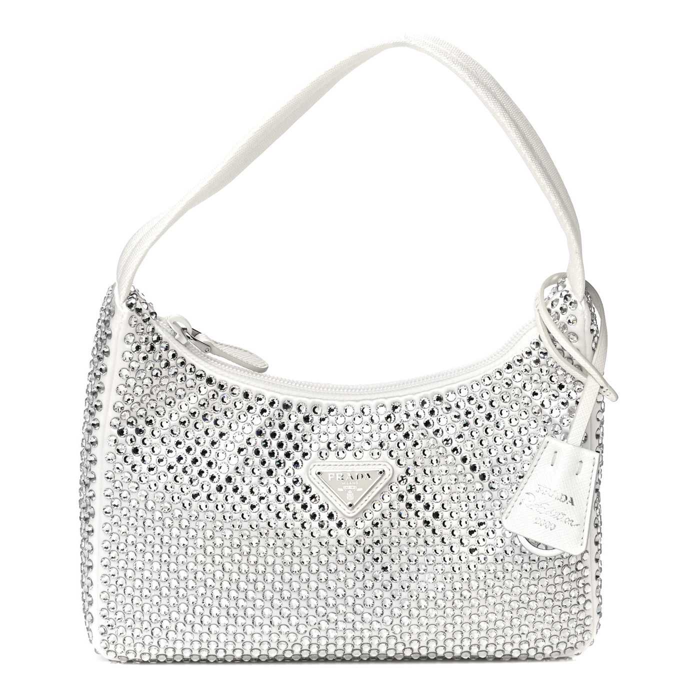 Prada Re-Edition 2000 Crystal Bag Pink in Satin with Silver-tone - US