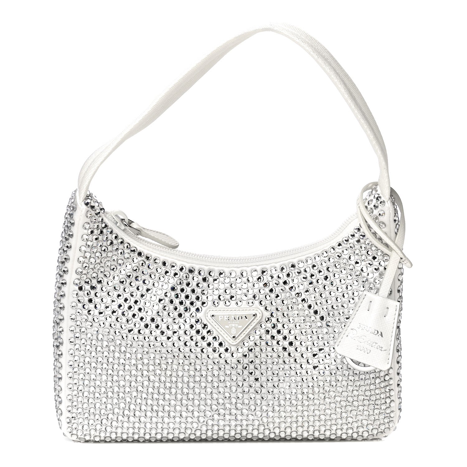 Prada White Satin Mini bag With Crystals