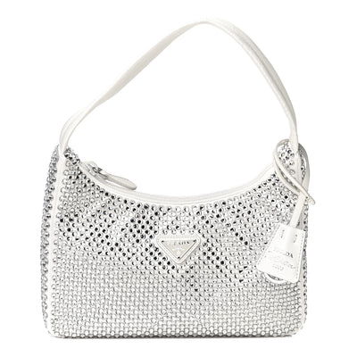 Prada White Satin Mini-bag With Crystals
