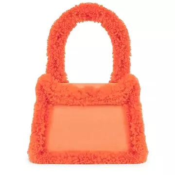 Jacquemus Le Chiquito Moyen in shearling Orange Tote Bag