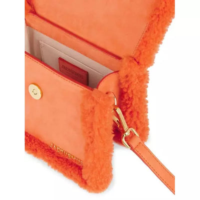 Jacquemus Le Chiquito Moyen in shearling Orange Tote Bag