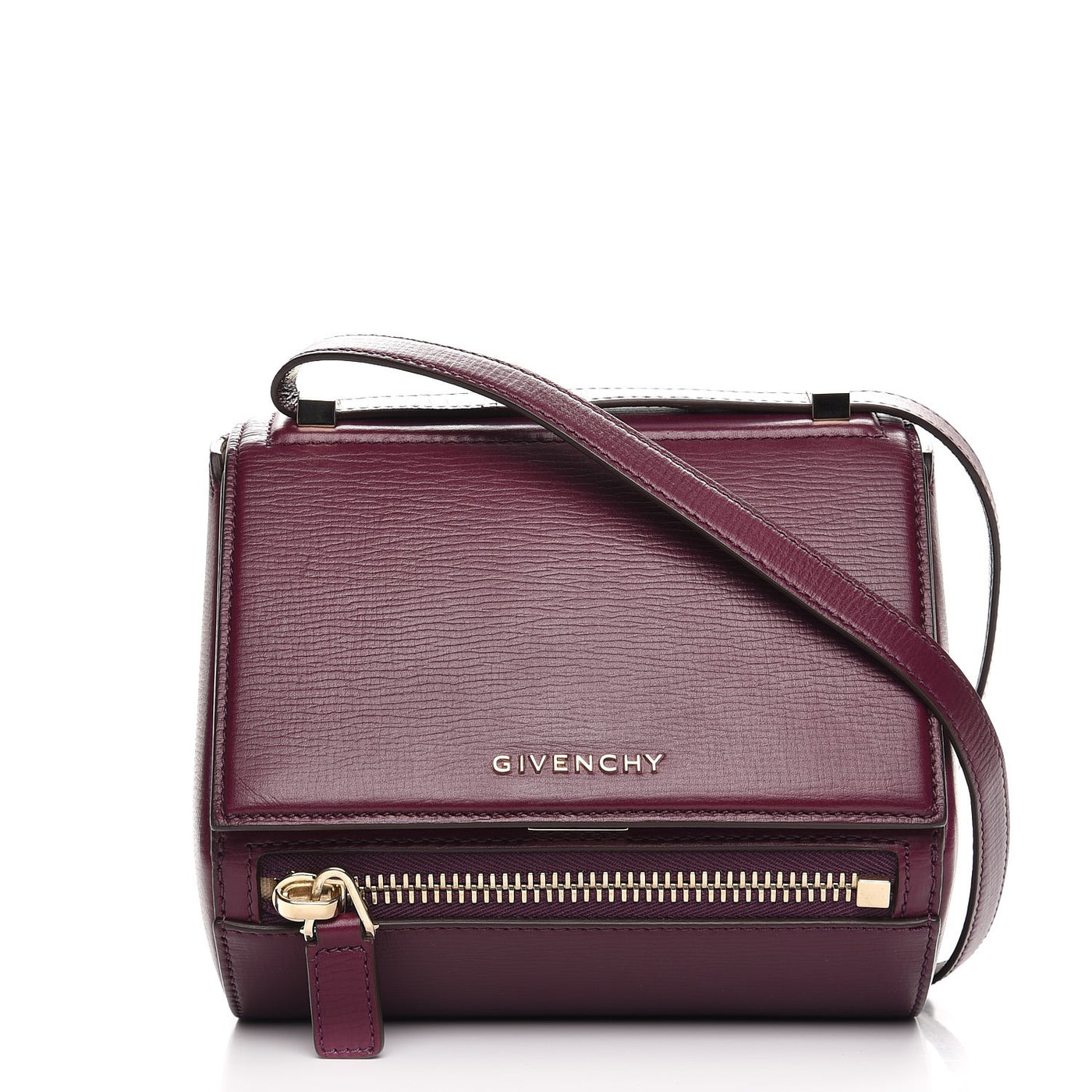 Givenchy Textured Calfskin Mini Pandora Box Crossbody Bag Dark Purple