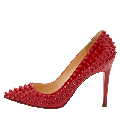 Christian Louboutin Red Patent Leather Pigalle Spikes Pumps - Size 6.5