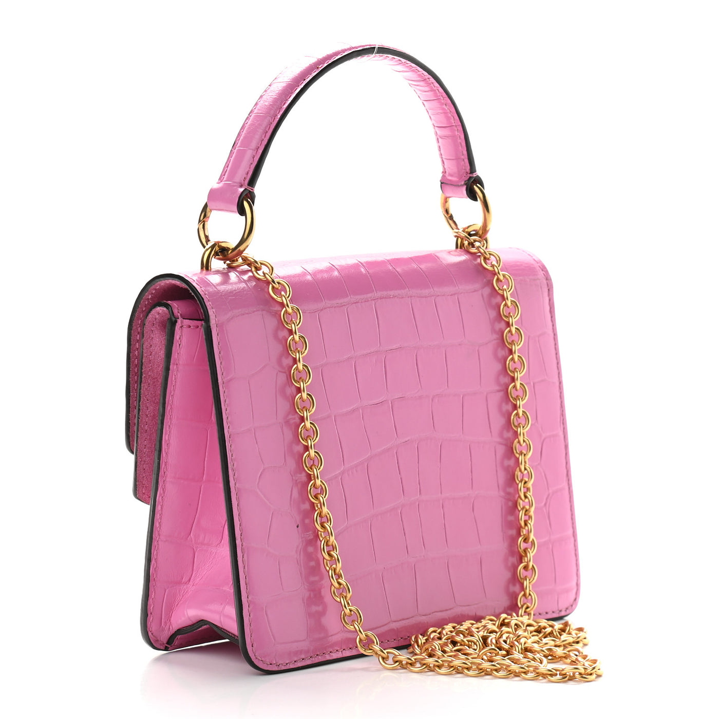 Mulberry Calfskin Crocodile Small Harlow Satchel Raspberry Pink Bag