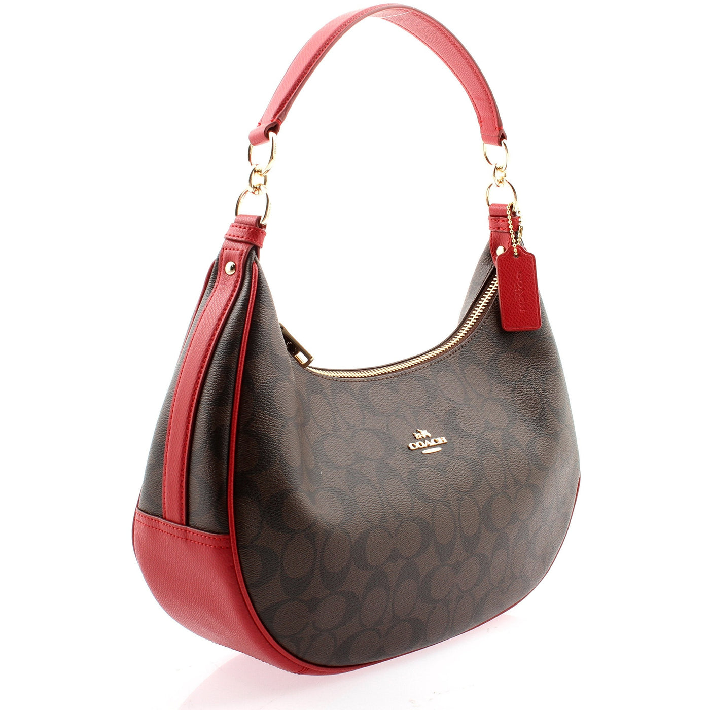 Coach Signature Harley East West Hobo Brown/Red Bag