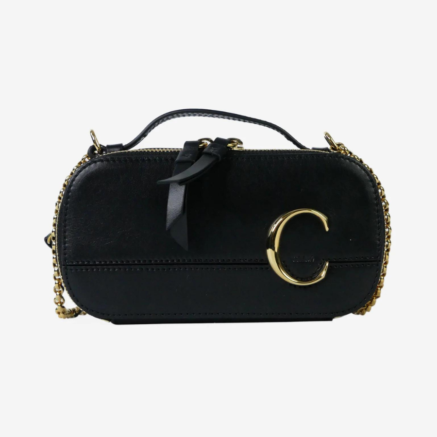 Chloe Black Leather Mini C Shoulder Bag