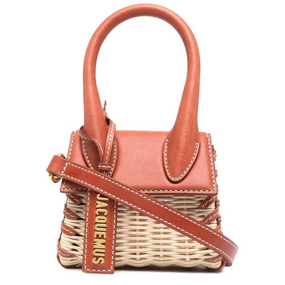 Jacquemus Le Chiquito Mini Leather Wicker and Dark Red Shoulder Bag