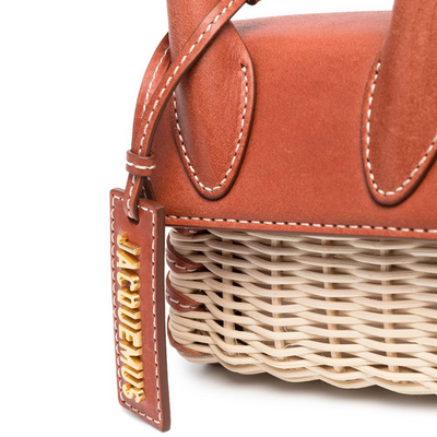 Jacquemus Le Chiquito Mini Leather Wicker and Dark Red Shoulder Bag