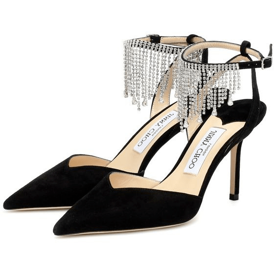 Jimmy Choo Birtie Suede Crystal Heels - Size 5