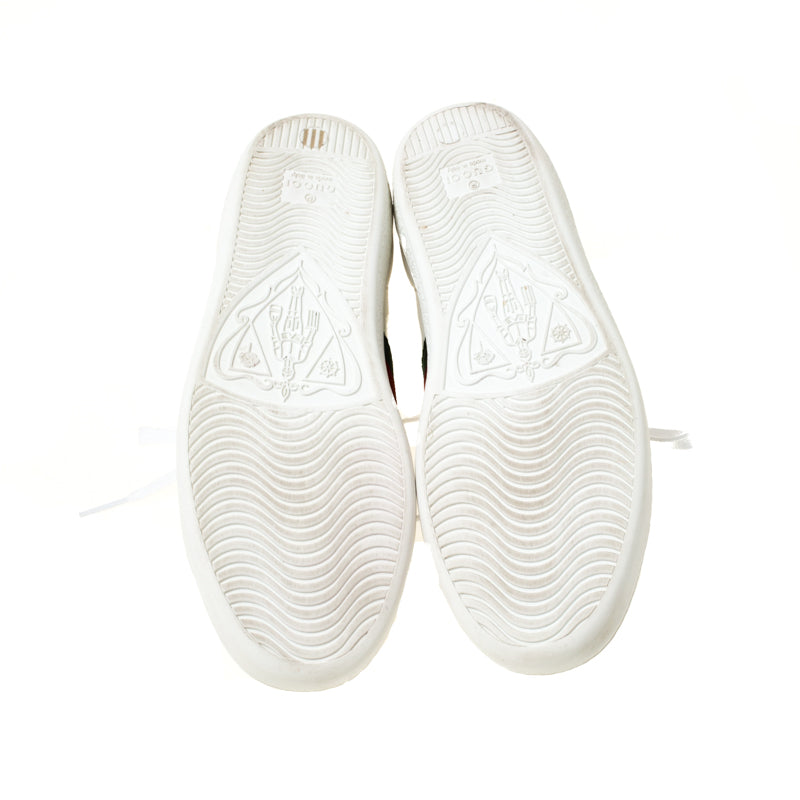 Gucci White Leather Ace Embroidered Bee Low Top Sneakers - Size 4