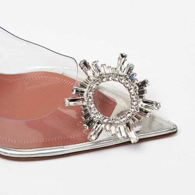 Amina Muaddi Transparent PVC Begum Slingback Pumps - Size 6