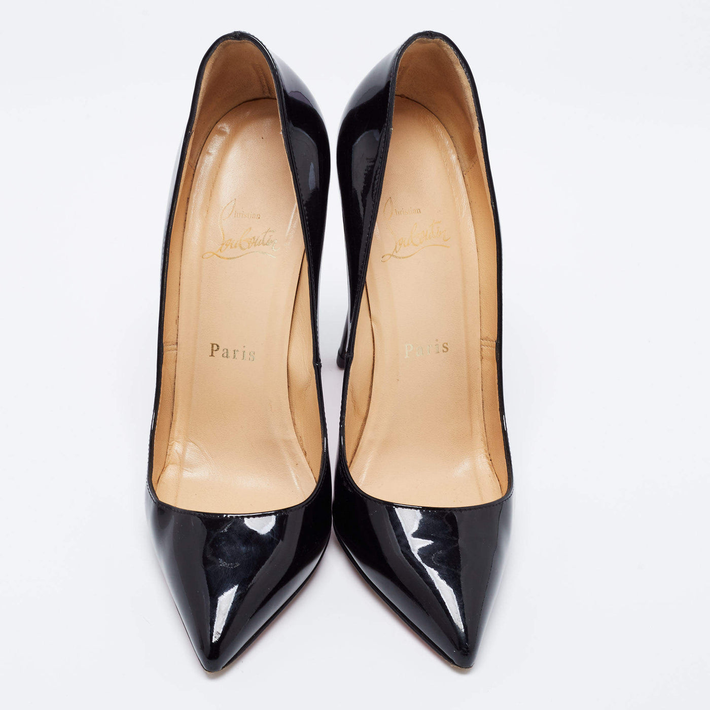 Christian Louboutin Leather Pigalle Patent Calf And Pointed Toe Pumps - Size 5.5