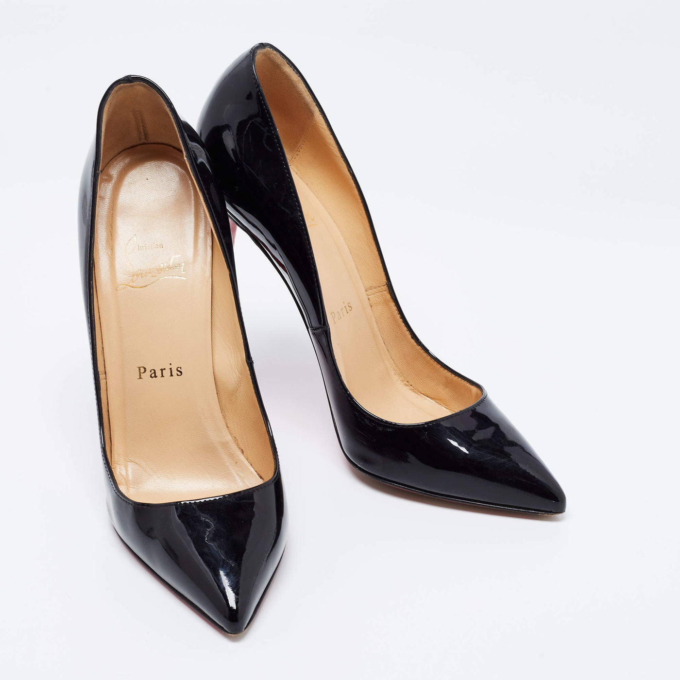 Christian Louboutin Leather Pigalle Patent Calf And Pointed Toe Pumps - Size 5.5