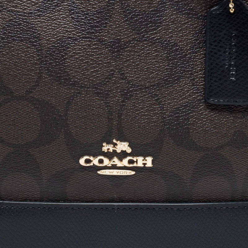 Coach Signature Canvas Sierra Satchel Crossbody Bag in Brown Black