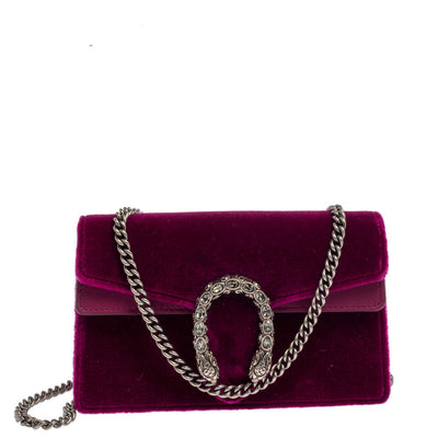 Gucci Purple Velvet and Leather Super Mini Dionysus Crossbody Bag