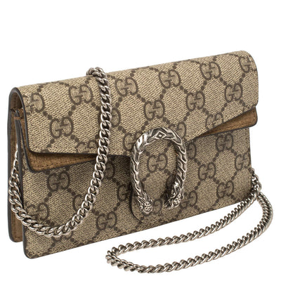 Gucci Beige GG Supreme Canvas and Suede Mini Dionysus Shoulder Bag