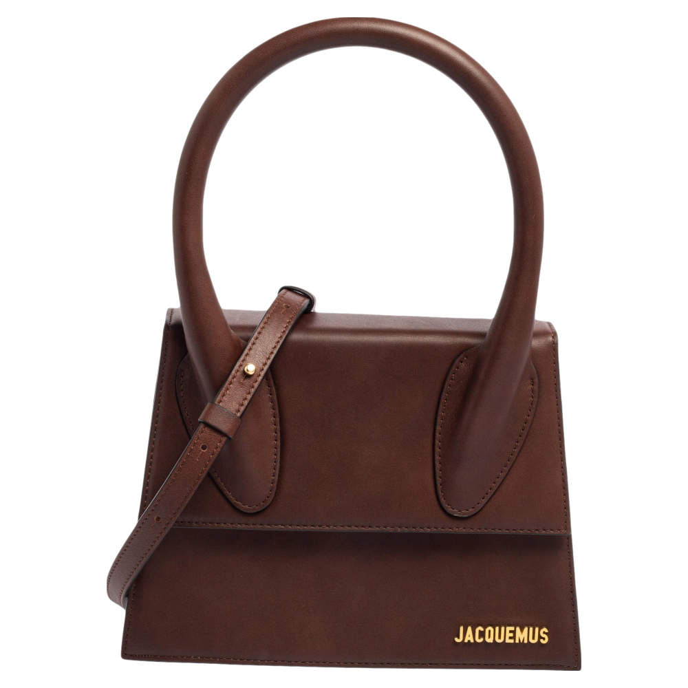 Jacquemus Dark Brown Leather Grand Le Chiquito Top Handle Bag