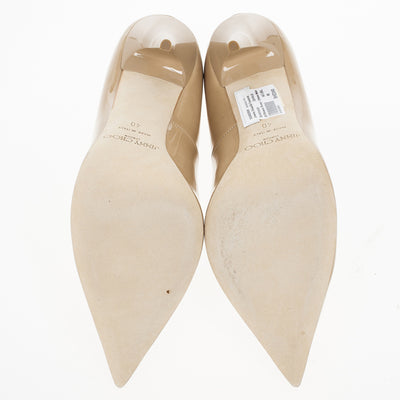 Jimmy Choo Nude Patent Anouk Pointed Toe Pumps - Size 2