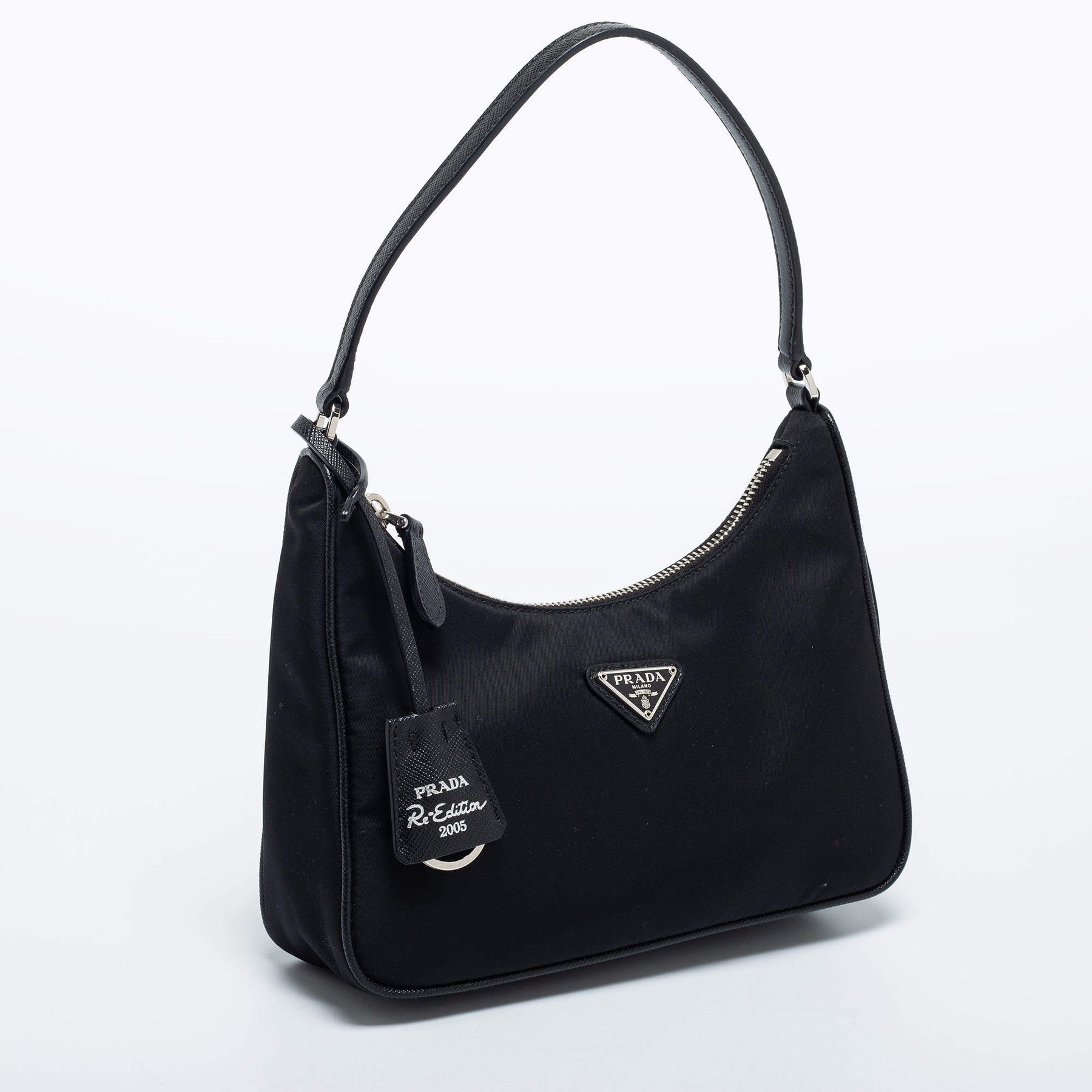 Prada Black Tessuto Nylon Mini Re Edition 2005 Baguette Bag