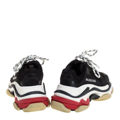 Balenciaga Black Mesh, Suede and Leather Triple S Sneakers Size 6