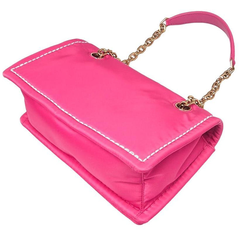 Prada Fuxia Pink Tessuto Nylon Chain Flap Bag