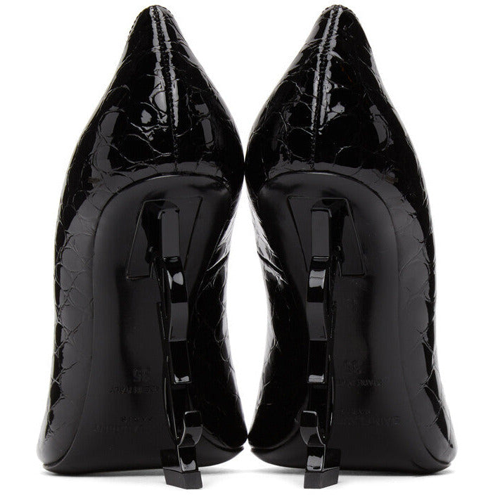 Yves Saint Laurent Black Croc Opyum 110 Heels - Size 4