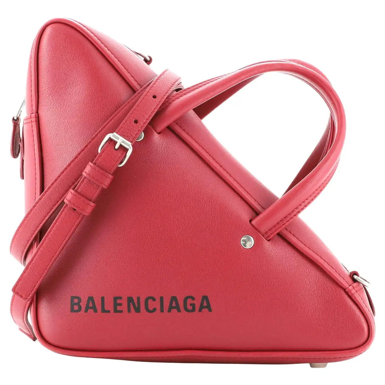 Balenciaga Leather Triangle Electric Duffle Bag in Burgundy